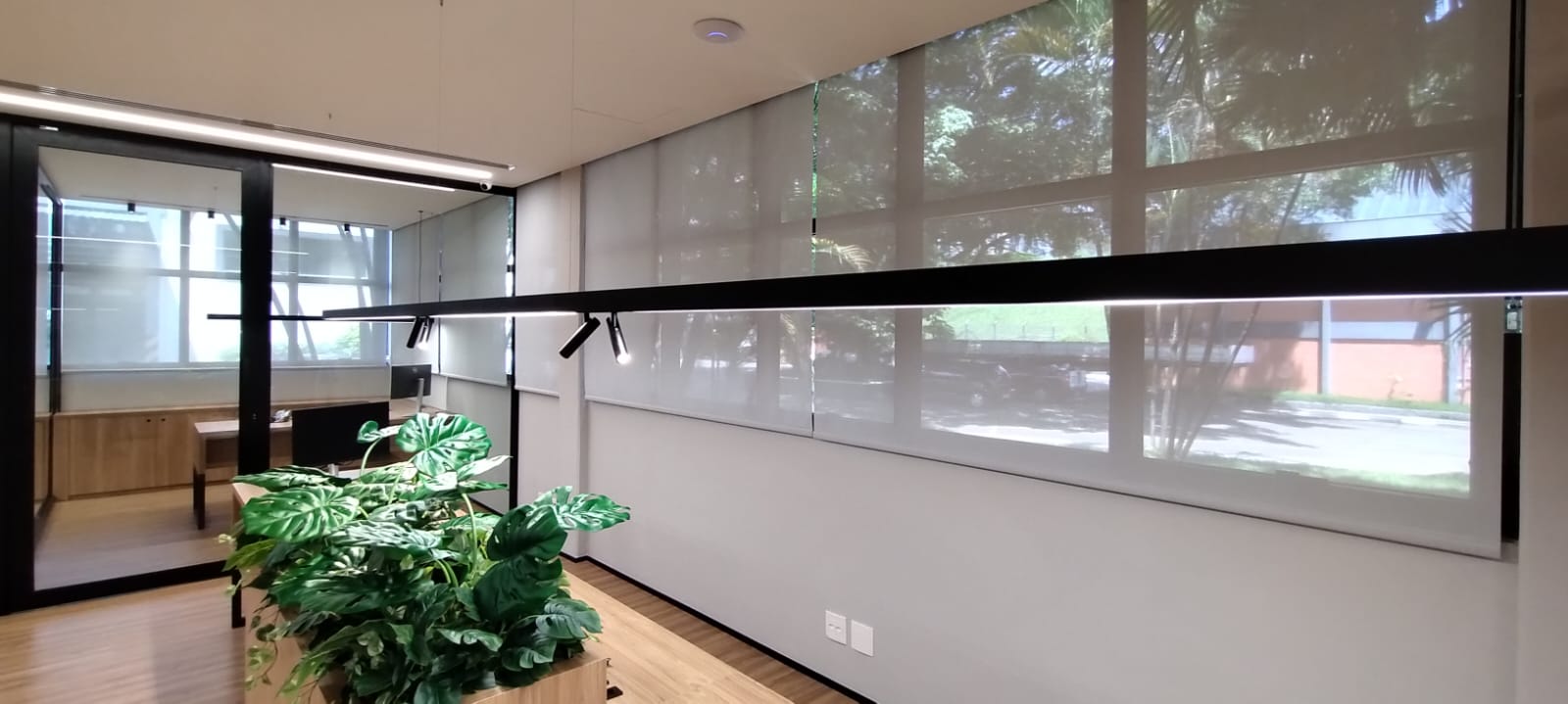 Projeto 06 — Sala corporativa com persianas screen e iluminação linear